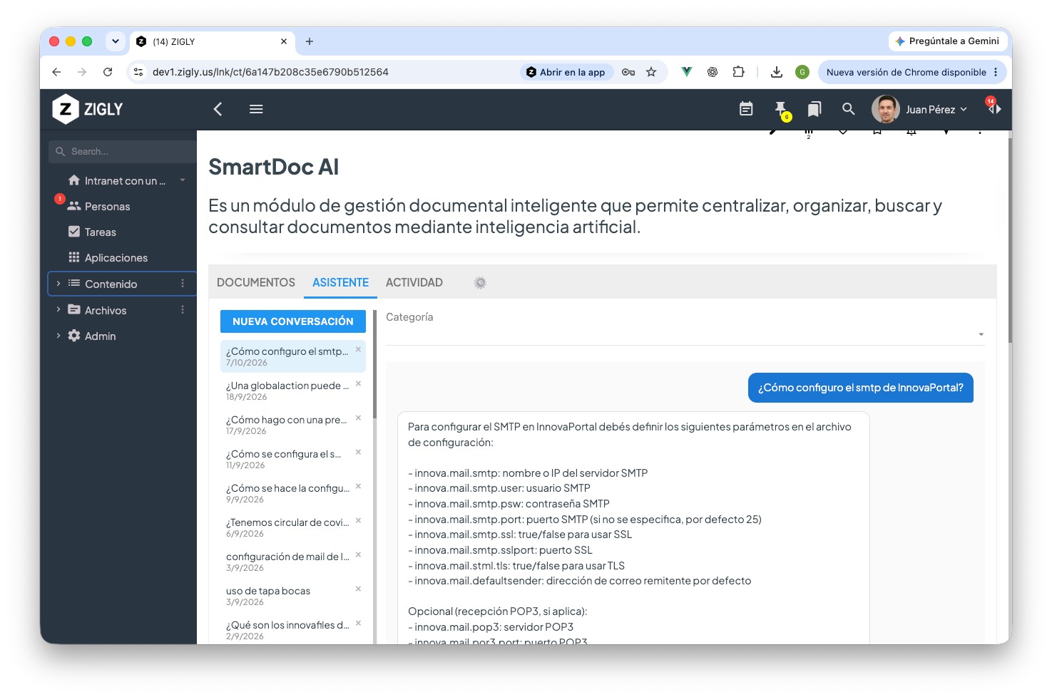 Captura de pantalla de la aplicación SmartDocAI